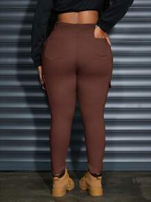 SHEIN EZwear 高腰翻盖口袋紧身弹力牛仔裤