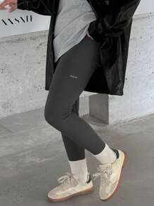 Dazy Kids Tween Girl Letter Print Leggings For Fall,Thermal Lined