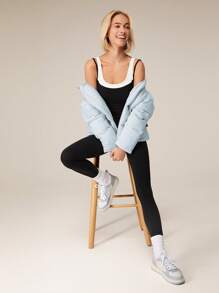 GLOWMODE Lightweight Warm Relax Fit Waist Length Adjustable Hooded Puffer Jacket Daily Casual Winter