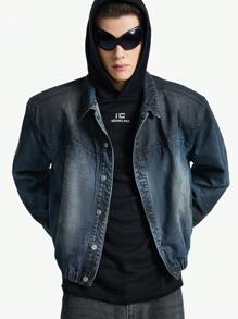Manfinity VCAY Men's Ombre Snap Front Casual Long Sleeve Denim Jacket, Street Style