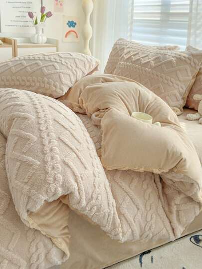 3 件蓬松超柔软羽绒被套 - 蓬松棉被套装，毛绒羽绒被套，1 件拉链封口羽绒被套和 2 件枕套，单人床、双人床、特大号床、大号床，不含棉被，适用于卧室