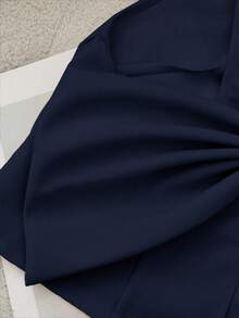 Franclia Áo thun nữ cổ tròn không tay màu trơn trang trí nơ đơn giản thường ngày - Màu xanh hải quân - Xem 3