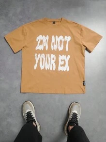 Manfinity Streetrush T-shirt graphique d'été décontracté et oversize avec slogan pour hommes