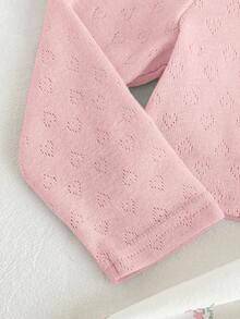 Cozy Pixies Bộ 2 váy xòe cổ tròn họa tiết hoa cho bé gái và áo len cardigan tay dài, phong cách nữ tính - Hồng - Xem 5