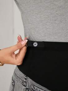 SHEIN Maternity Solid Color Patchwork Ripped Elastic Flare Jeans