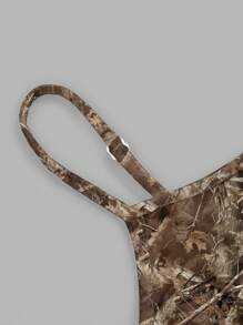 SHEIN EZwear Áo hai dây in hình lá phong và cành cây phong cách Grunge cổ điển gợi cảm dành cho nữ, phù hợp cho mùa thu - Nhiều màu - Xem 5