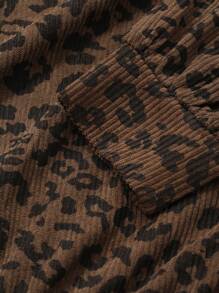 DAZY 女士休闲复古豹纹圆领运动衫，秋季女装 - 棕色 - 查看 3