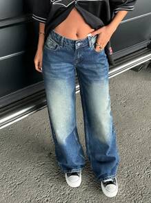 RueChic HIGH RISE WIDE LEG LOOSE STREET Y2K JEANS - Medium Wash - View 4