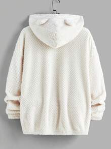 Manfinity VCAY 2pcs Men's Casual Knitted Loose Fit Long Sleeve Hoodie Jacket & Elastic Waist Straight Leg Pants Set, Young Style, For Fall Winter