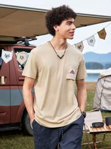 In My Nature T-shirt à manches courtes avec col rond pour homme, imprimé de lettres et de dessins animés, pour usage extérieur