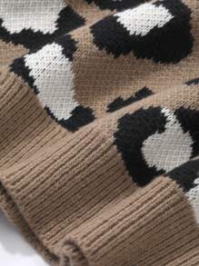 DAZY Women's Business Casual Street Style Leopard Print Drop Shoulder Loose Pullover Sweater Cheetah Print,Fall Clothes - Multicolor - View 7