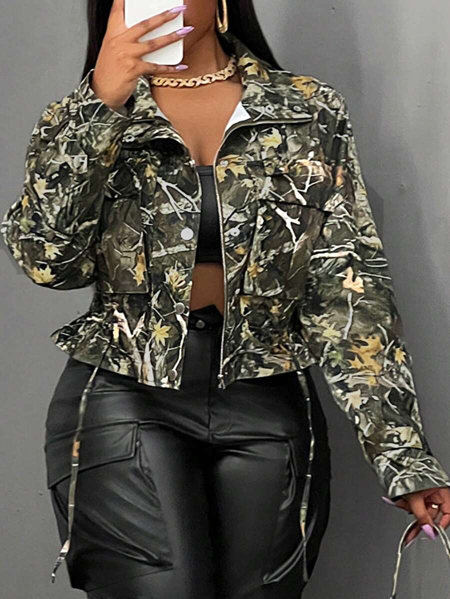 Slaydiva Women's Full Print Zipper Front Long Sleeve Casual Jacket - Multicolor - View 1