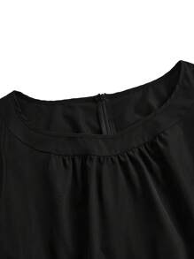 Flirla Vestido de cóctel midi elegante de talla grande para mujer, de cuello redondo, manga larga, cintura ceñida y ajustado, color negro para fiestas