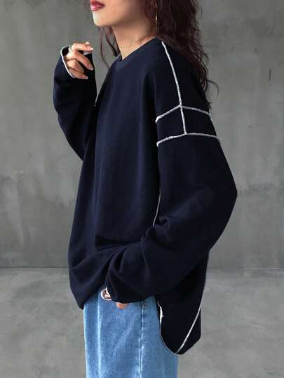 FRIFUL Women Casual Dropped Shoulder Loose T-Shirt, Autumn,Back To School Clothes Long Sleeve Women Tops,Fall Women Clothes