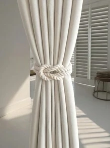 1 pieza Sujetacortinas magnético hecho a mano simple y moderno de cuerda, cuerda de amarre de madera para la decoración del hogar en la sala de estar y el dormitorio - Beis - Ver 2
