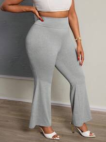 Slaydiva 2 pièces Pantalons ajustés de base pour un usage quotidien et casual, noir et gris chiné, tailles plus grandes, femmes, taille haute, design croisé, jambes évasées, leggings, convient pour le printemps et l'été, tissu léger et respirant - Multicolore - Voir 5