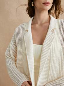 Poéselle Áo len cardigan dài tay màu trơn cho nữ - Màu be - Xem 6