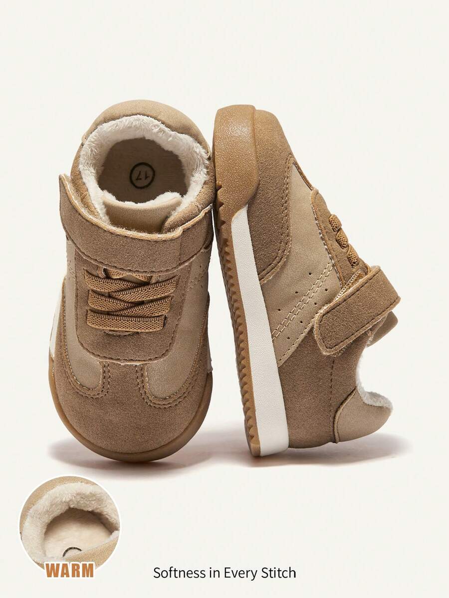 Toddler Retro Casual Sneakers, Soft Sole, Warm Lining, Thick Sole, Autumn Winter