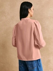 Poéselle 素色前紐扣襯衫 - 藕粉色 - 查看 5