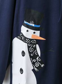 SHEIN LUNE Plus Size Women Christmas Snowman Graphic Tee, Cute Design Autumn/Winter New Arrival Graphic Tees Women Tops