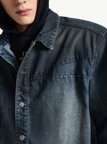 Manfinity VCAY Men's Ombre Snap Front Casual Long Sleeve Denim Jacket, Street Style