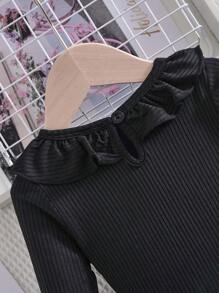 Conjunto de 2 piezas para bebé/niña pequeña con Top de punto con cuello de volantes y falda estampada y rasgada, incluye bolsa - Multicolor - Ver 6