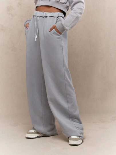 MISSGUIDED 运动休闲阔腿运动裤松紧腰休闲裤秋冬休闲运动宽松抽绳舒适口袋慢跑裤舒适穿着