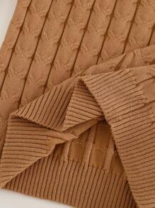 Cozy Pixies Young Girls Solid Color Knit Soft Round Neck Long Sleeve Sweater And Long Pants 2 Pieces Set - Khaki - View 8