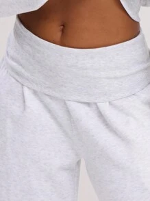 MUSERA Extreme Wide Leg Fold Over Waist Pants Casual Summer Airport     Sweatpants Lounge Pants Spring - Grey - View 5