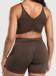 SHEIN Sport Studio Women Plus Size Solid Color Seamless Workout Set
