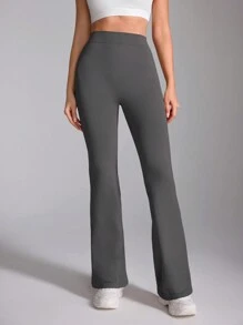 Gameset SHEIN Sport Pantalones deportivos de mujer de un solo color, de cintura alta, de ajuste simple y delgado, para uso casual diario