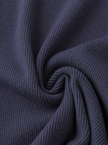 SHEIN LUNE 大码简约圆领长袖毛衣裙，休闲日常穿着，秋冬 - 藏蓝色 - 查看 5