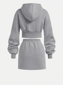 SHEIN Girlism 2pcs Teen Girls All-Match Versatile Casual Collegiate Varsity Jacket And Mini Skirt Set