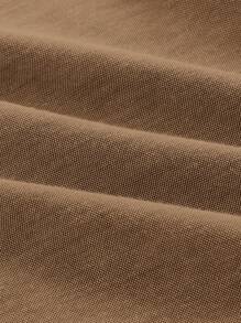 Manfinity VCAY Áo sơ mi nam tay dài cổ đứng dệt trơn màu đơn giản thường ngày phong cách mùa xuân và mùa thu - màu nâu - Xem 5