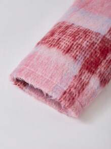 青少年女孩正面纽扣长袖格子简约上衣和裙子休闲两件套，圣诞节