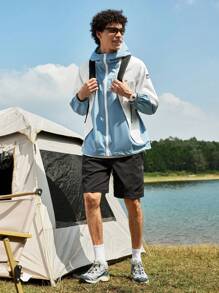 Manfinity Sport Corelite Áo khoác hoodie thường ngày thêu chữ Raglan tay áo màu tương phản cho nam - Nhiều màu - Xem 6