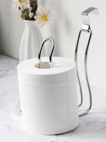 SHEIN 1pc Iron Toilet Paper Holder & Tissue Roll Stand For Bathroom Wall Mount Valentine's Day, Valentines Wedding, Birthday Home Bathroom Decor - Silver - View 7