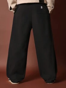 SUMWON Quần ống rộng Baggy Parachute Stripe Tape - màu đen - Xem 4