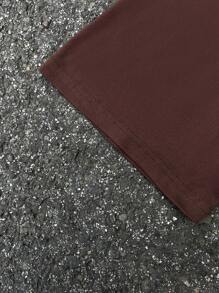 Mainfolk Unisex Knit Loose Drop Shoulder Short Sleeve T-Shirt, Suitable For Summer - Coffee Brown - View 3