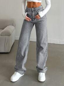 CasuGlow Straight Leg Jeans Snow Wash - Light Wash - View 7