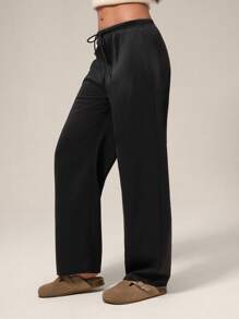 Forever 21 Trang phục nữ Thu Đông trang trọng/Đêm giao thừa/Dáng người cao/Trang phục thiết yếu/Trang phục công sở thường ngày/Quần ống rộng cạp thấp/Giáng sinh/Trang phục nữ mùa hè/Ngày lễ/Trang phục mùa đông dày ấm áp thường ngày/Quần ống rộng cạp thấp co giãn màu đen - màu đen - Xem 5