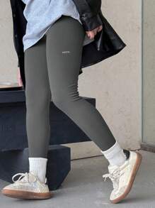 Dazy Kids Tween Girl Letter Print Leggings For Fall,Thermal Lined