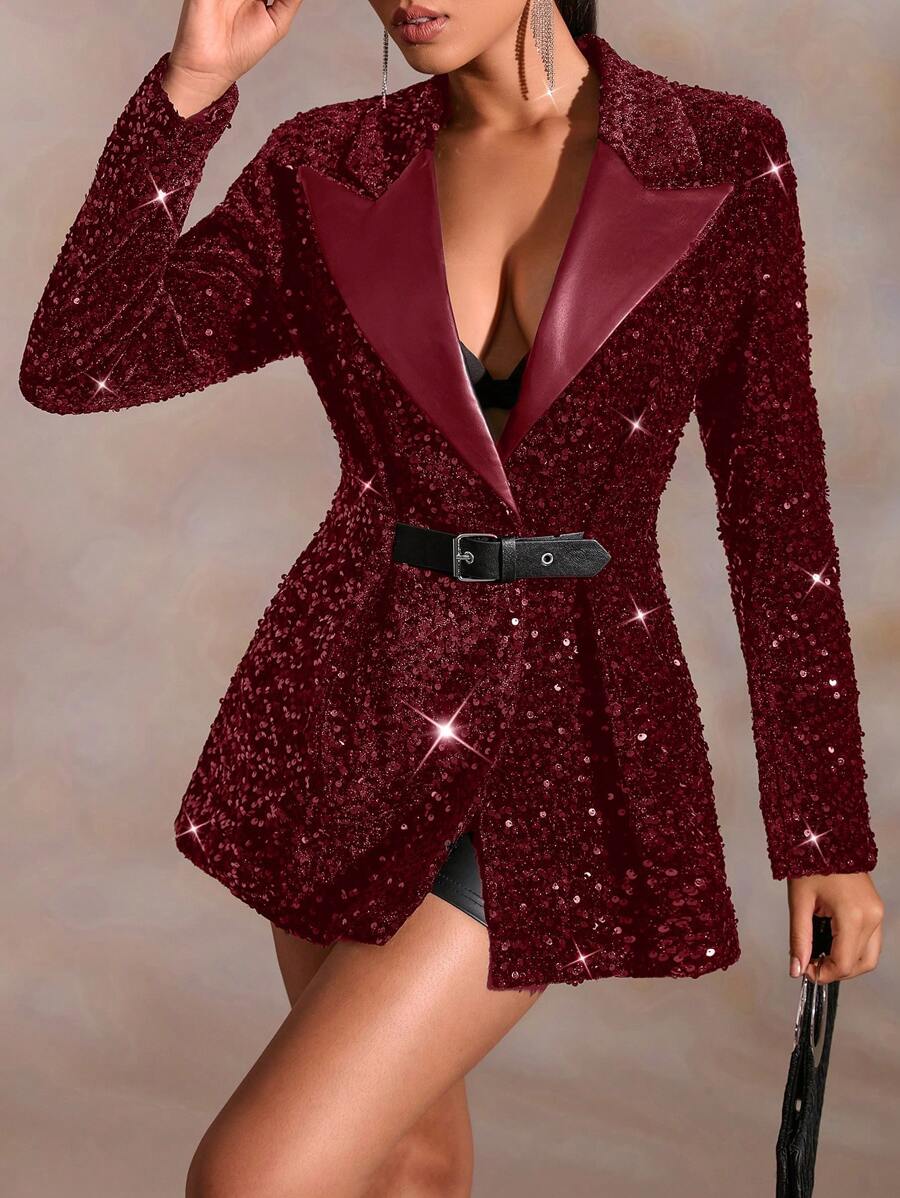 Sparkly White Sequins Women Party Blazer