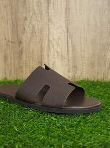 SHUZIA Men's Textured Coffee Slide Sandals-High-End Feeling, Anti-Slip, Comfortable, Summer Shoes Spring Shoes Spring Break Easter Mother's Day Present - Coffee Brown - View 4