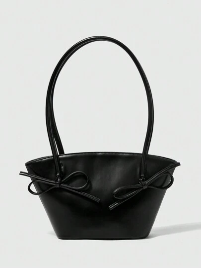 ROMWE Kawaii 1 件女士纯色蝴蝶结装饰简约休闲单肩包