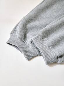Conjunto de sudadera de cuello redondo de punto informal para niñas preadolescentes