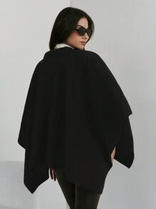 Firerie 1pc Women Solid Color Lapel Cape Sleeve Elegant Regular Coat