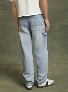 Quần Jeans Ống Đứng Rách Denim Cotton Cao Cấp 93% Cho Nam - Rửa nhẹ - Xem 2