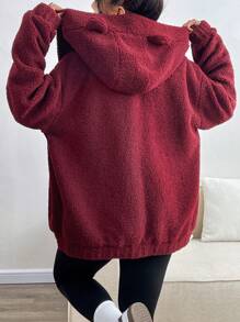 INAWLY Women Solid Color Thermal Lined Hoodie For Autumn And Winter Pullover Fall - Chocolate Brown - View 2