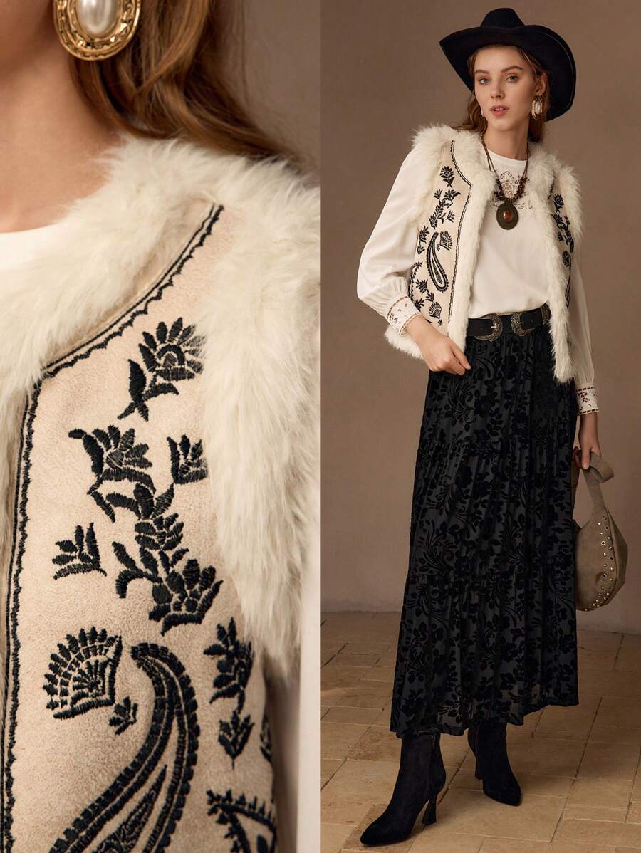 MOTF PREMIUM CHALECO ESPONJOSO CON ESTAMPADO DE CACHEMIRA